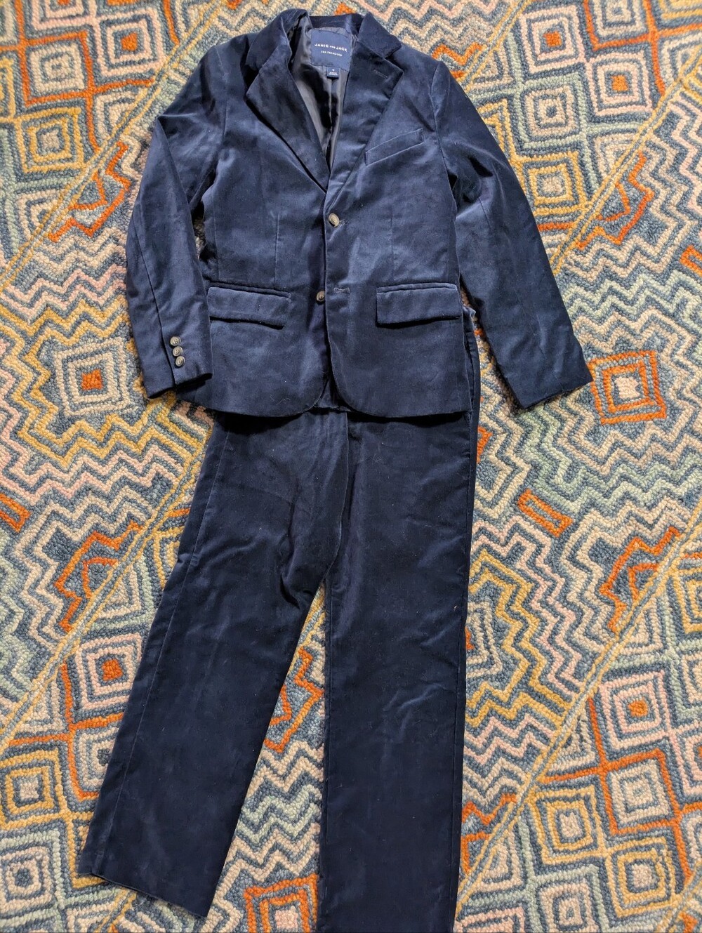 Janie and Jack Boys Navy Blue Velvet Suit